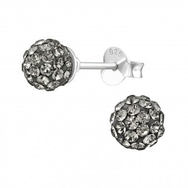 Silver ear studs crystals