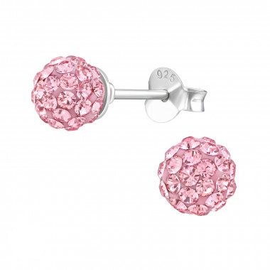 Silver ear studs crystals