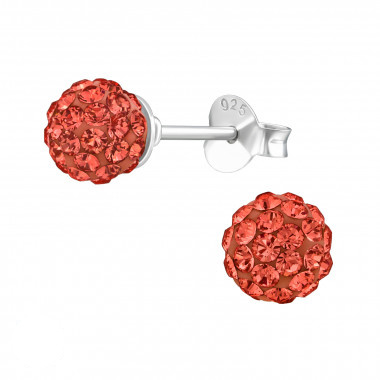 Silver ear studs crystals