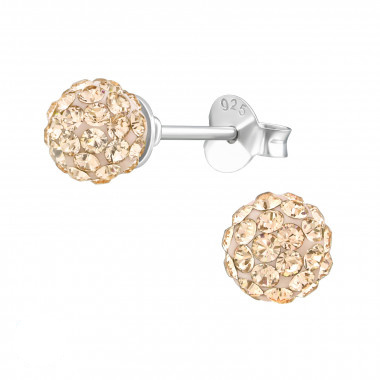 Silver ear studs crystals