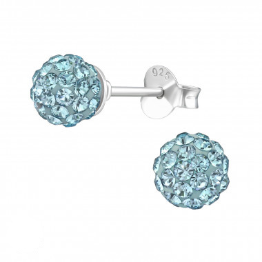 Silver ear studs crystals
