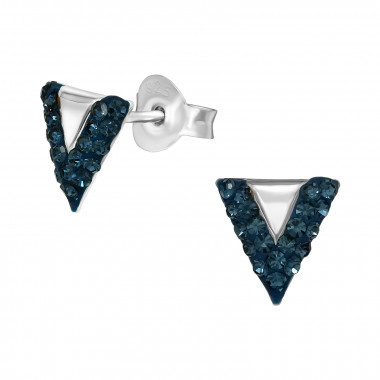 Silver earrings triangle with crystal stones