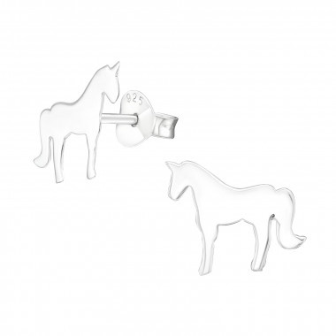 Silver unicorn ear studs