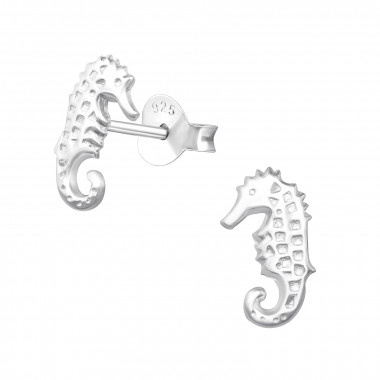 Silver earrings seahorse