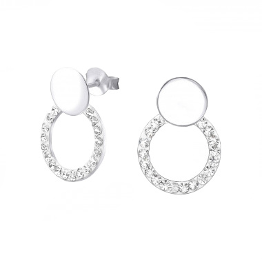 Silver ear studs with crystal stones