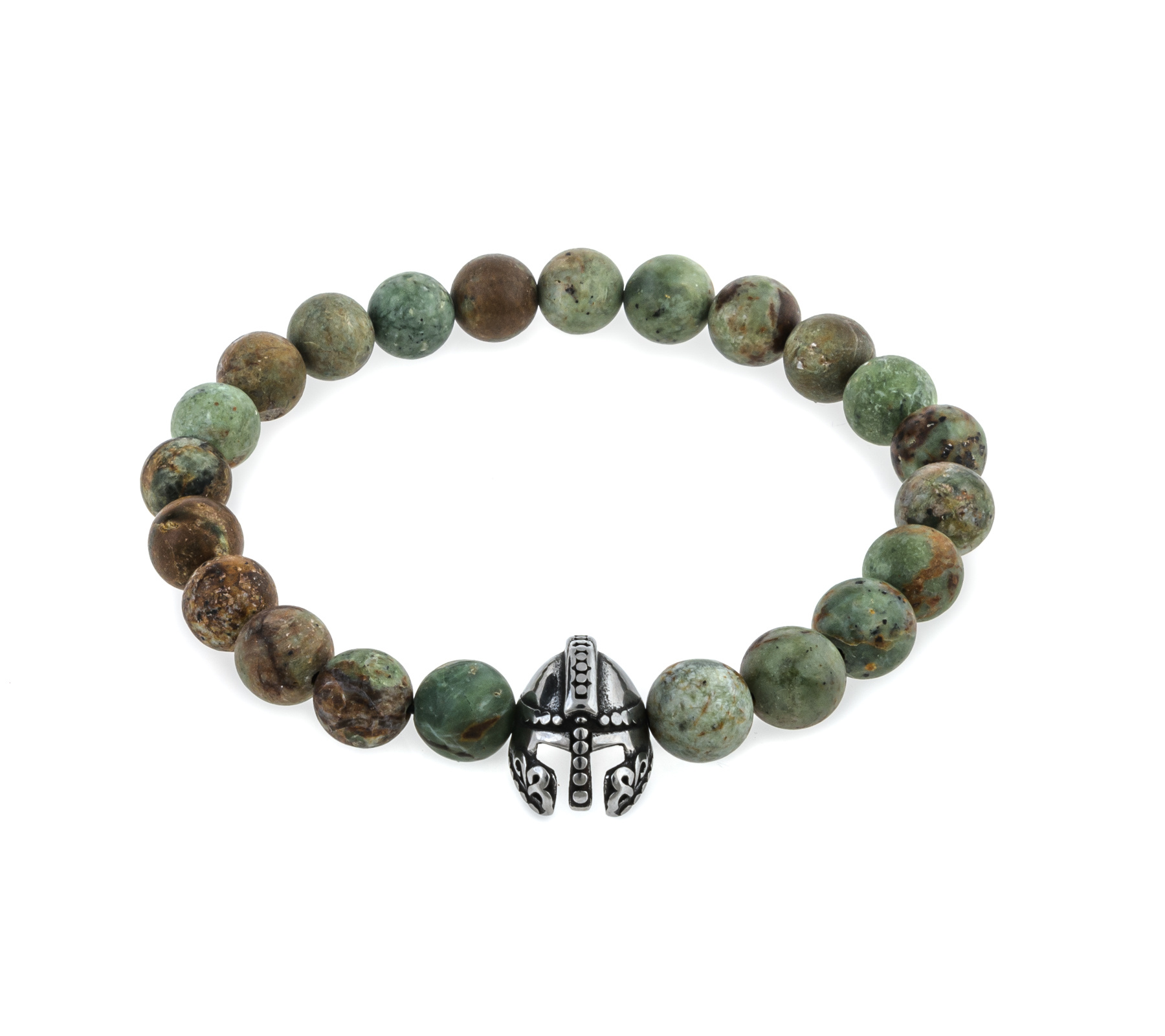Gemstone bracelet African matt green opal helmet*
