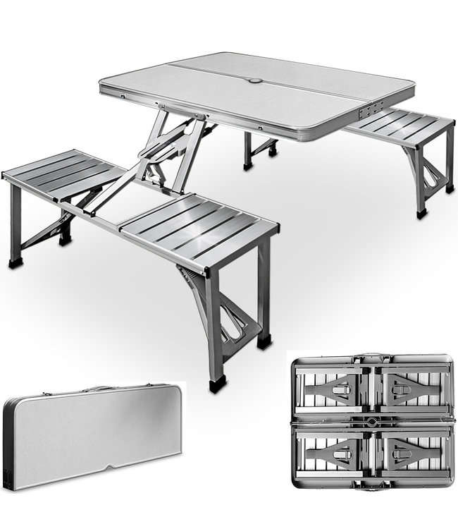 Casaria Picknicktafel inklapbaar 4 personen aluminium 85,5 x 67,5 x 66cm