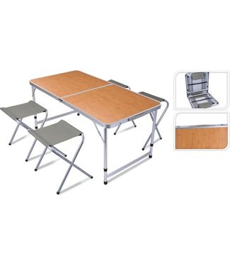 Generic Inklapbare campingtafel met 4 stoelen - 120 x 60 x 40cm