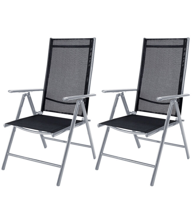 Casaria Tuinstoelen Set van 2 aluminium hoge rugleuning "Bern" - zilver