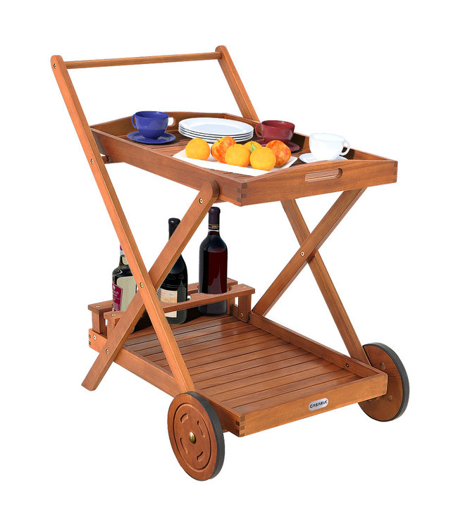 Casaria Trolley met wielen van acaciahout