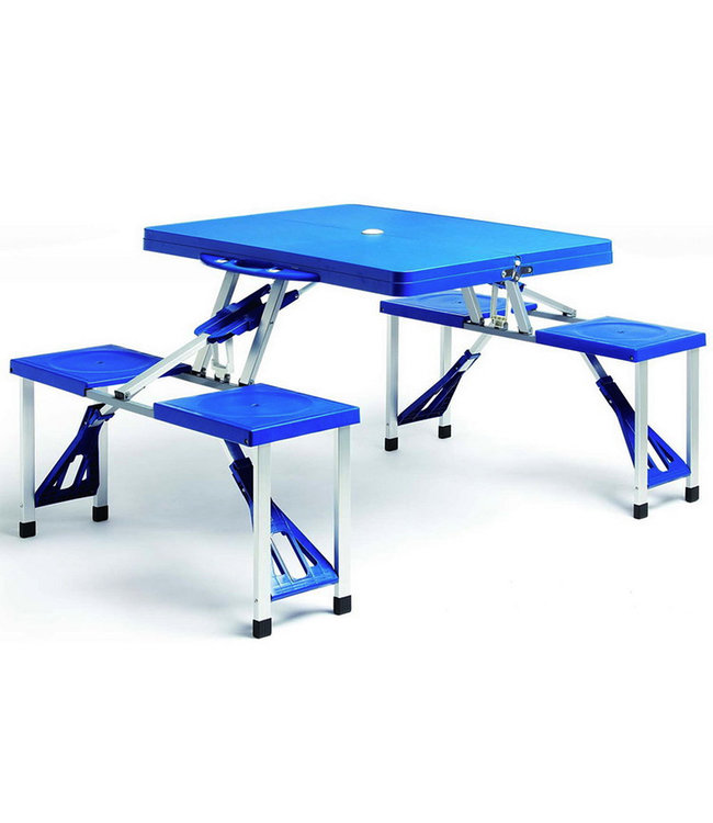 Casaria Inklapbare campingtafel voor 4 personen aluminium blauw