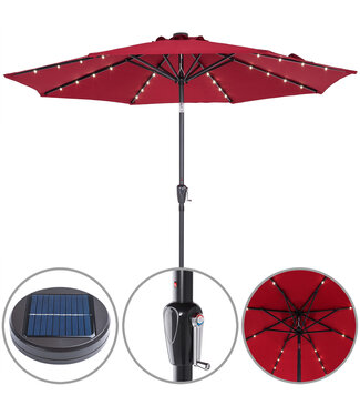 Kingsleeve Kingsleeve Parasol Maïmi met LED verlichting kantelbaar rood - Ø 2.7m