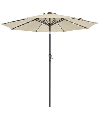 Kingsleeve Kingsleeve Parasol Maïmi met LED verlichting kantelbaar crème- Ø 2.7m