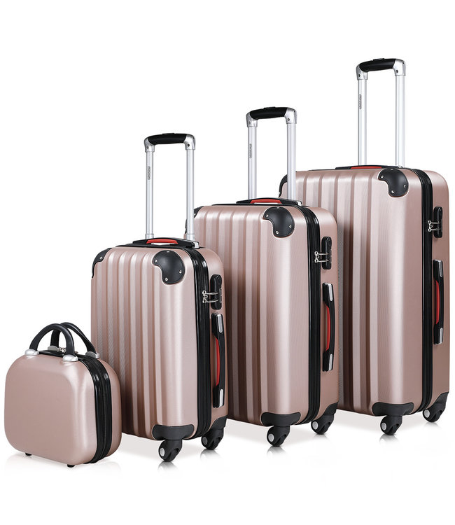 Monzana Hardcase koffer set 4 delige Baseline Rosé Beautycase/M/L/XL
