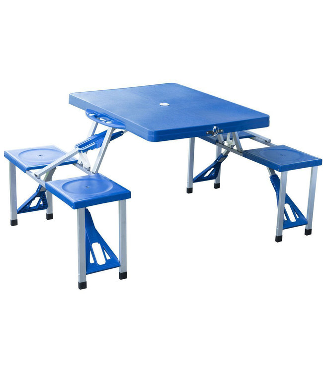 Sunny Aluminium campingtafel picknick 4-zits vouwbaar blauw