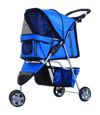 Paws Paws Hondenbuggy met zonnedak en opbergnet blauw 75 x 45 x 97cm