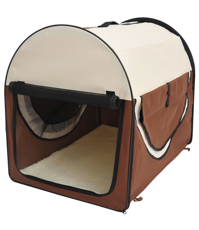 Paws Honden transporttas opvouwbaar bruin/crème maat L 70 x 51 x 59cm