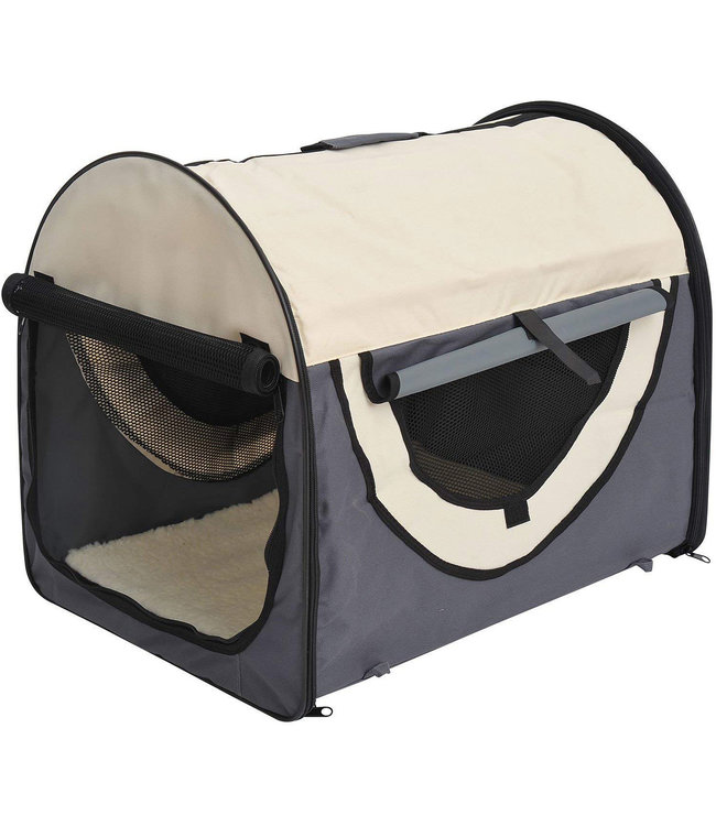 Paws Honden transporttas opvouwbaar grijs/crème maat M 61 x 46 x 51cm