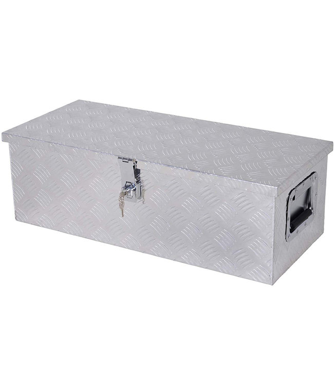 HOMdotCOM Gereedschapsbox met slot alu zilver 76 x 33 x 25 cm