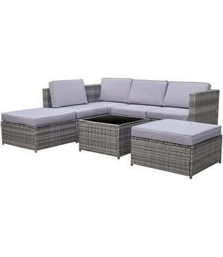 Sunny Sunny Loungemeubelset met kussens 7-delig polyrotan grijs