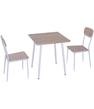 HOMdotCOM HOMdotCOM Eettafel set met 2 stoelen naturel hout/wit