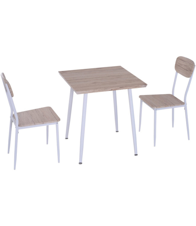 HOMdotCOM Eettafel set met 2 stoelen naturel hout/wit