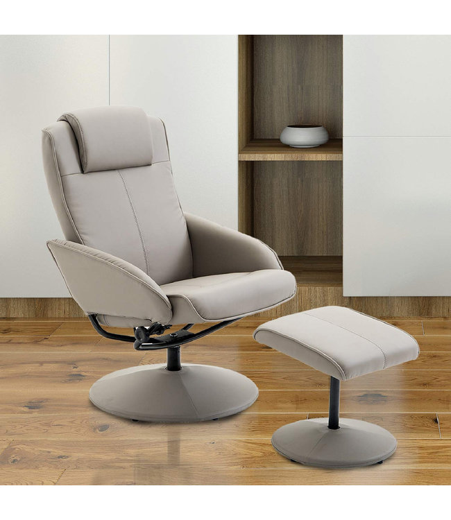 HOMdotCOM Relaxfauteuil met Voetensteun - 360 graden Draaibaar - Grijs