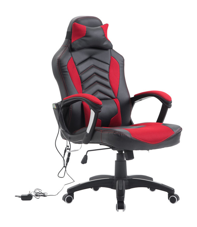HOMdotCOM Bureaustoel ergonomisch gamingstoel met massagefunctie zwart/rood