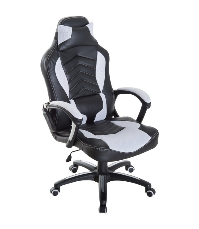 HOMdotCOM Bureaustoel ergonomisch gamingstoel met massagefunctie zwart/wit