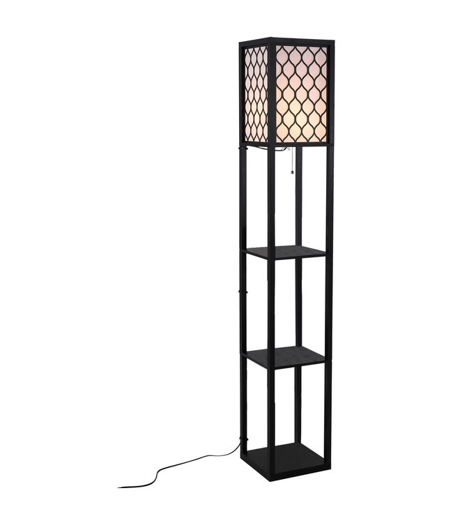 HOMdotCOM Vloerlamp met legplanken E27 tot 40W hout zwart 26 x 26 x 160 cm