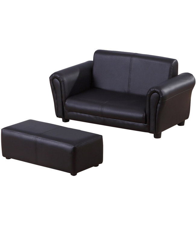 HOMdotCOM Kinderbank/sofa met voetenbank PVC zwart