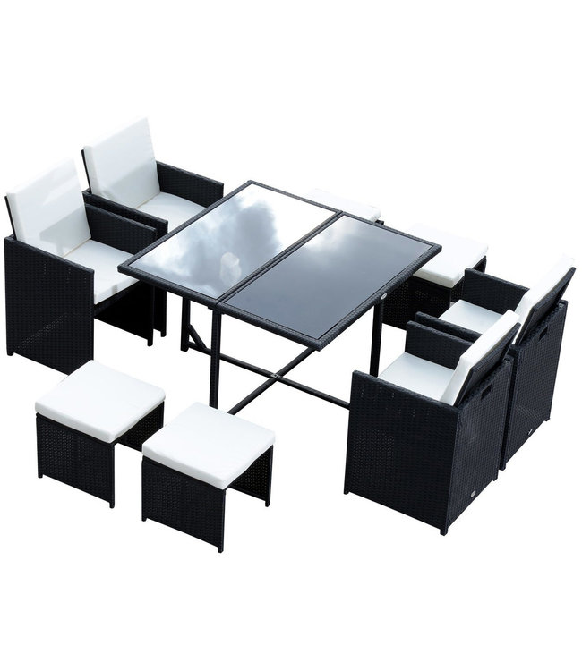 Sunny Luxe eettafelset 4 stoelen polyrotan aluminium 21-delig incl. kussens