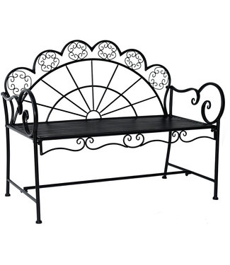 Sunny Sunny Metalen Tuinbank Retro ronde vormen 2-pers zwart 113 x 56 x 90 cm