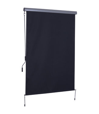 HOMdotCOM HOMdotCOM Zonnescherm incl. windbescherming met handslinger polyester + aluminium grijs 140 x 200 cm