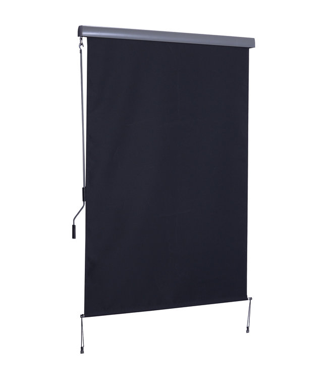 HOMdotCOM Zonnescherm incl. windbescherming met handslinger polyester + aluminium grijs 140 x 200 cm