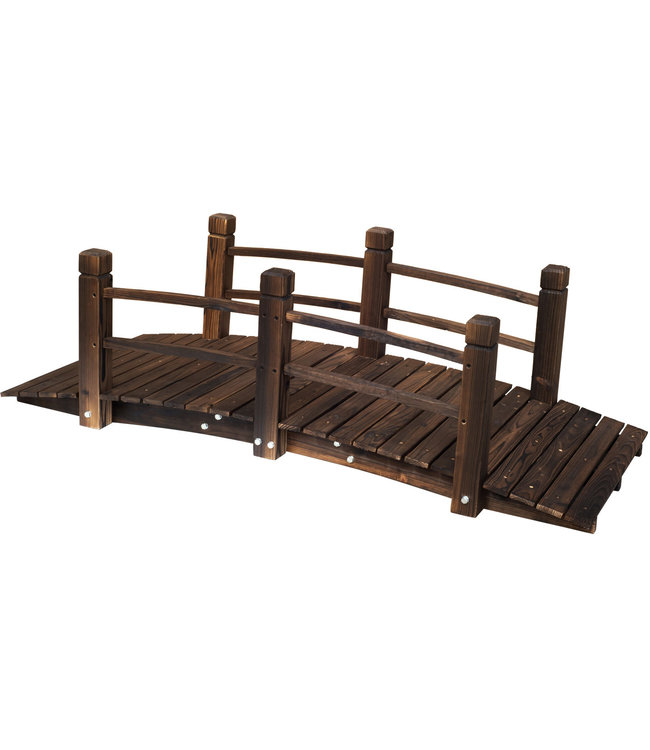 Sunny Tuin en vijverbrug hout sierbrug met reling tot 180 kg donkerbruin 152,5 x 67 x 48 cm