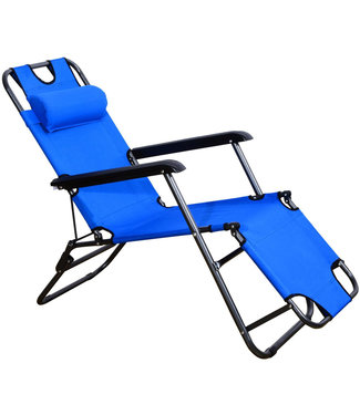 Sunny Sunny Ligstoel strandligbed met hoofdsteun inklapbaar staal stof blauw 118 x 60 x 80 cm