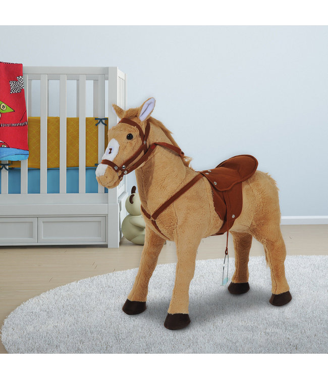 HOMdotCOM Kinderpaard staand Paard zonder schommel beige bruin