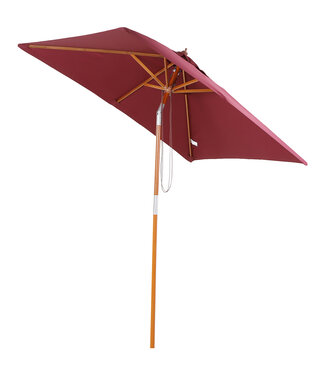 Sunny Sunny Parasol Tuinparasol Opvouwbaar 3-traps hout+polyester wijnrood