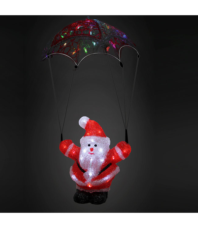 Monzana Kerstfiguur - 20CM MET verlichting  Kerstman met parachute