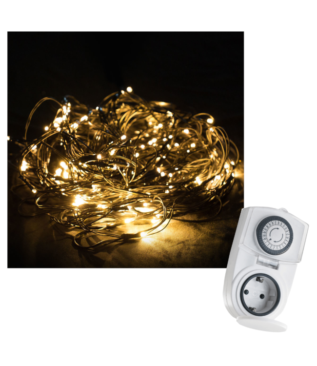 Deuba Lichtketting INCLUSIEF Tijdsklok - Kerstmis warm wit 200x150cm