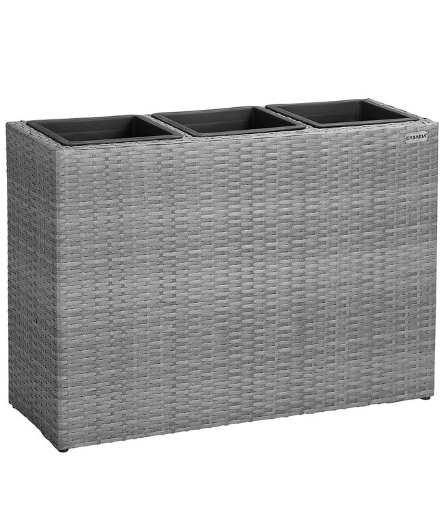 Casaria Polyrattan bloempot grijs 83x30,5x60cm