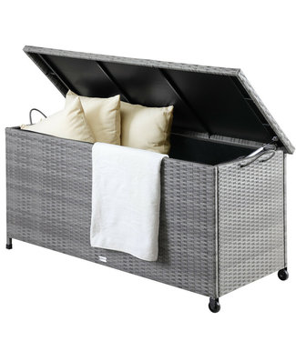 Casaria Casaria opbergbox tuin Poly Rattan Waterdicht Rolbaar grijs 122x56x61 cm