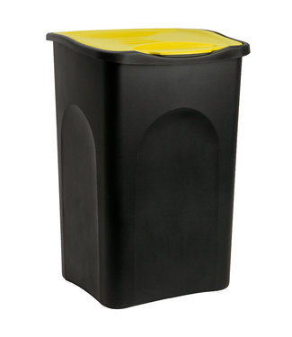 Deuba Deuba Vuilnisbak zwart/geel plastic 50L