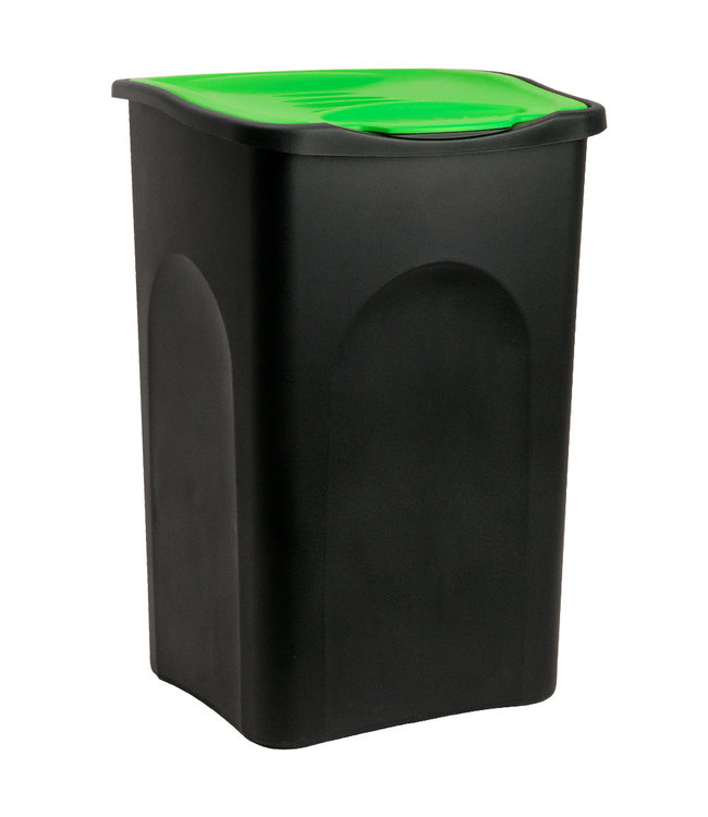 Deuba Vuilnisbak zwart/groen plastic 50L