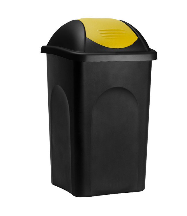 Deuba Afvalbak zwart/geel 60 liter