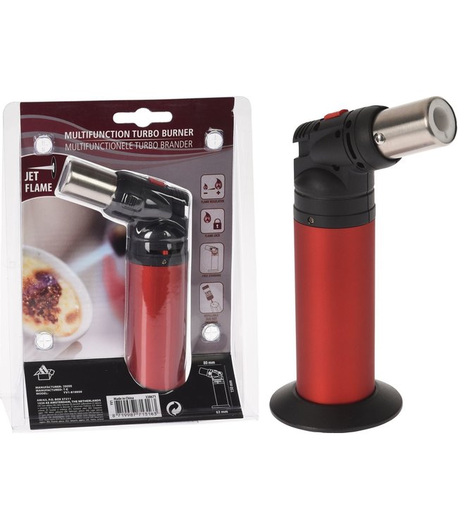 Jet Flame - Creme brulee brander - met vlamslot - Rood