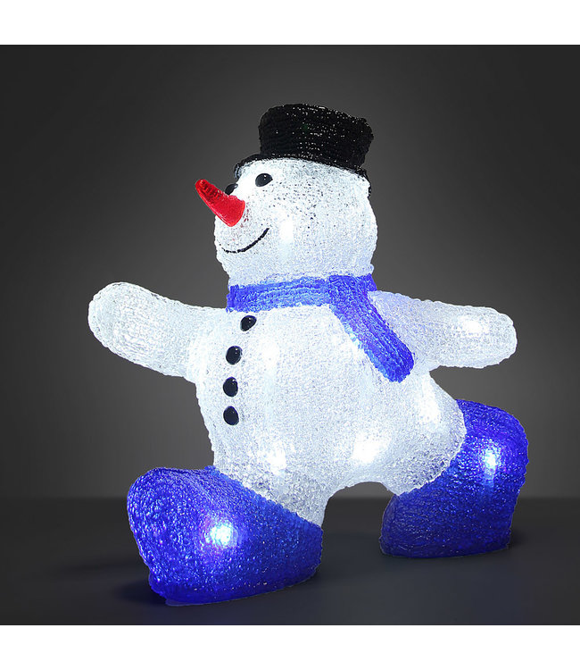 Monzana LED Acryl Kerstmis Sneeuwpop voor binnen en buiten - 27 x 14 x 27,5 cm