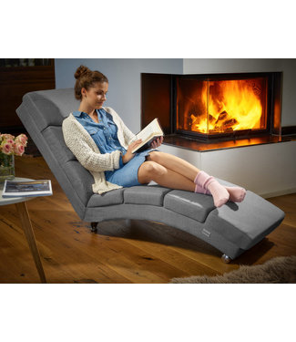 Casaria Casaria ergonomische Loungestoel Ligbed London | Grijs verweven stof |  Belastbaar tot180kg