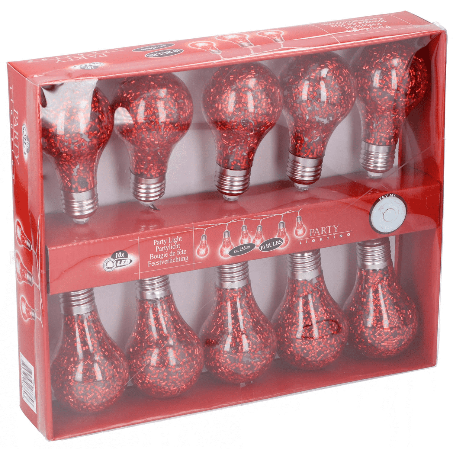 Party Lighting kerstverlichting led 225 cm Rood 10 stuks